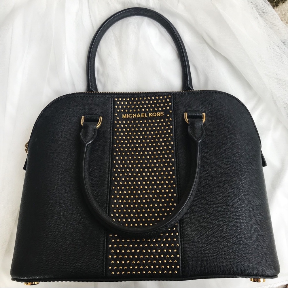 Michael Kors Black and Gold Studded Bag